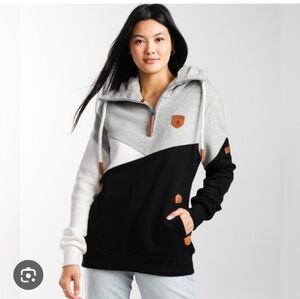 Wanakome Roxy Colorblock Pullover 1/2 Zip Hoodie Size Medium